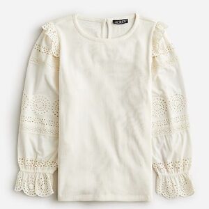 J. Crew Cream Ruffled Blouse